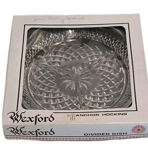 Anchor Hocking Wexford Glass Divided Relish Dish Plate in Original Box‎ Vintage